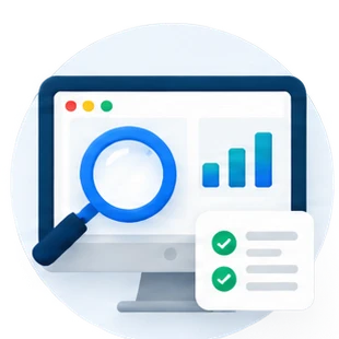 Analysera: illustration av SEO-analys av webbplats